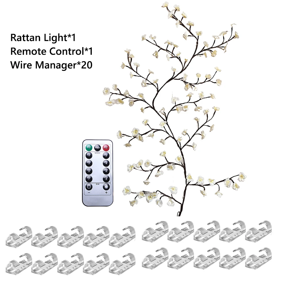 48/72/96/144LED Blossom Plum Lamp USB Charging Blossom Plum Night Light Remote Control for Christmas Party Wall Decoration