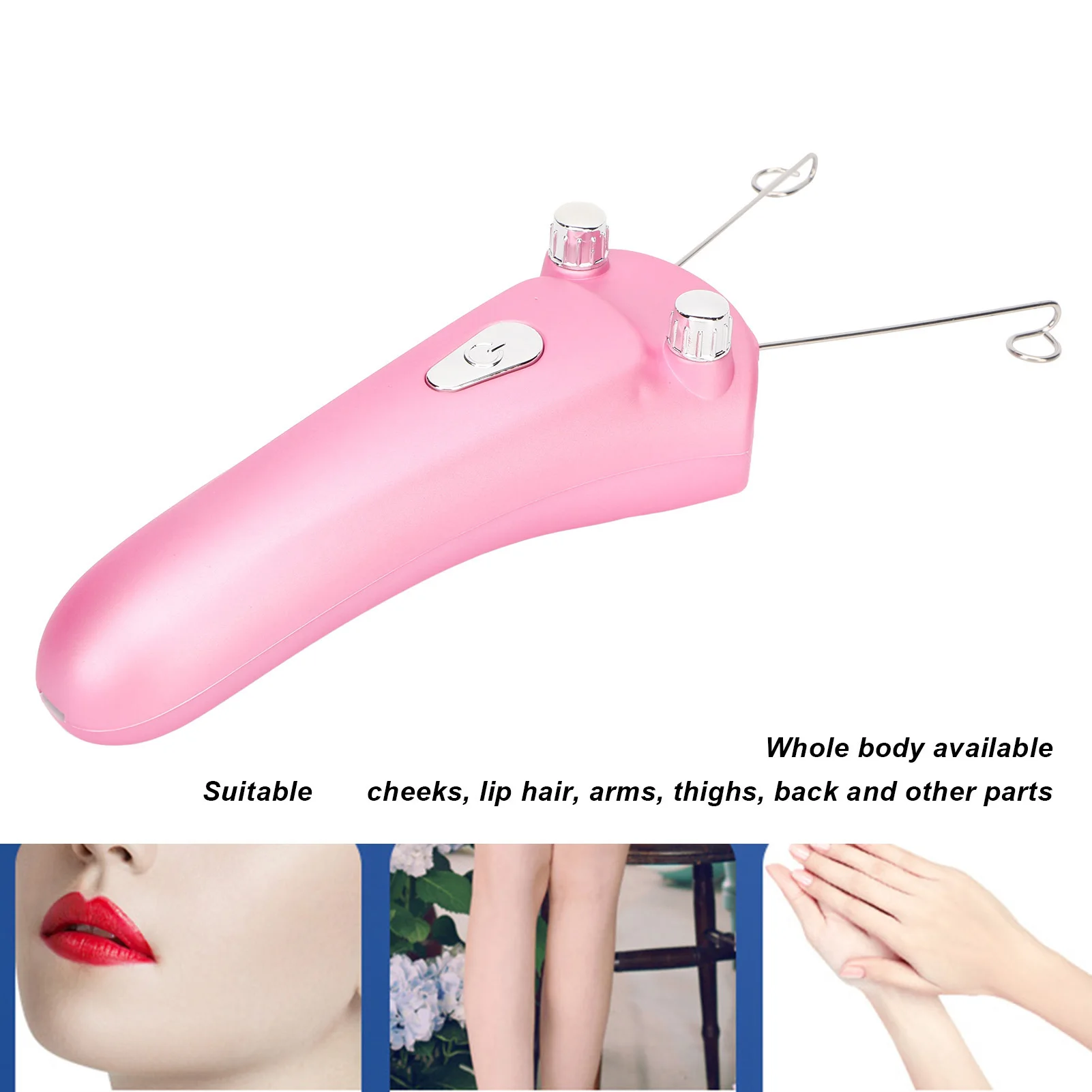 

Threading Facial Hair Remover Automatic Pink Safe Electric Rechargeable Cotton Thread Face Epilator for Beauty Salon for Arms