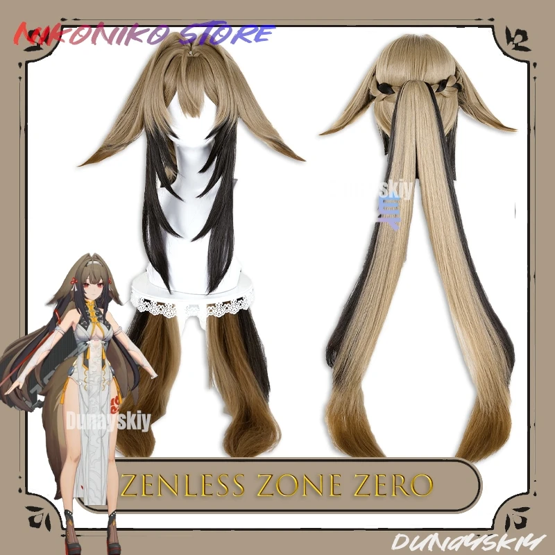 ゼンレスゾーンゼロ-イェ・シュンガン-コスプレウィッグ-タイガーマウスクリップ-ポニーテールヘアピース-アニメゲームキャラクターロールプレイ-ハロウィンコスプレ用