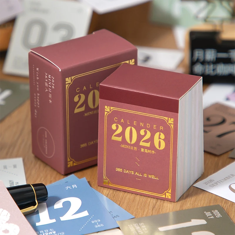 2026 تقويم صغير مخطط يومي 365 يوما تمزيق التقويم لمكتب المدرسة مكتب منزلي منظم دفتر هدية للطلاب