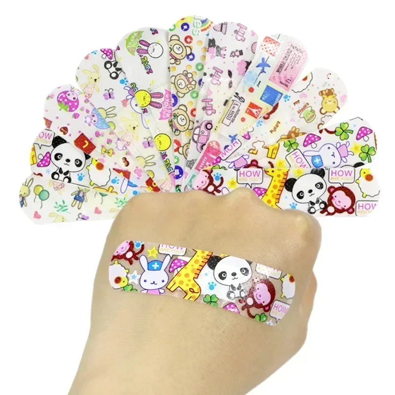 120pcs Waterproof Hemostatic Children's Bandage Cartoon Animal Pattern Elastic Bandage Breathable Bandage Wound Plaster