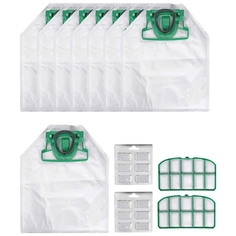 For VK200 FP200 Parts for Vorwerk Kobold Vacuum Cleaner Bag Replacement Filter 8 VK200 Bags+2 HEPA Filters+12 Fragrances