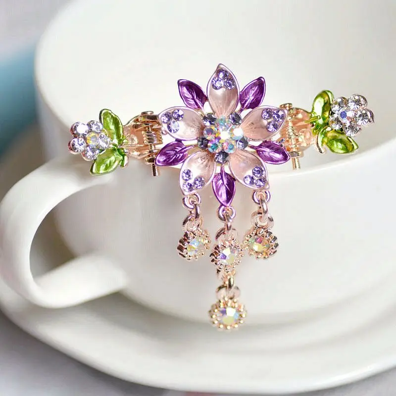 

Vintage Multicolored Flower Tassels Hair Claws for Women Girls Festivals Trendy Hair Clips Female New Headwear Hair Accessories