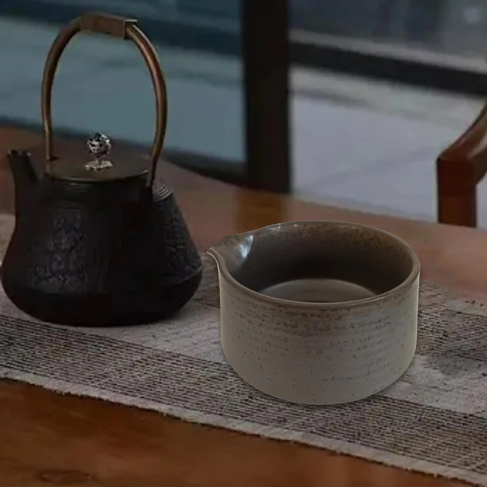 Porcelain Matcha Mixing Bowl Spout Design Ceramic Tea Bowl for Whisking Green Tea Ideal Gift Tea Room Decor