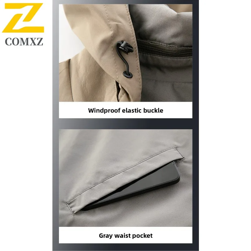 COMXZ سترة واقية للزوجين موضة مقنعين مقاوم للماء يندبروف سترة خارجية للمشي التخييم الصيد العصرية أكتيفيوير 2025