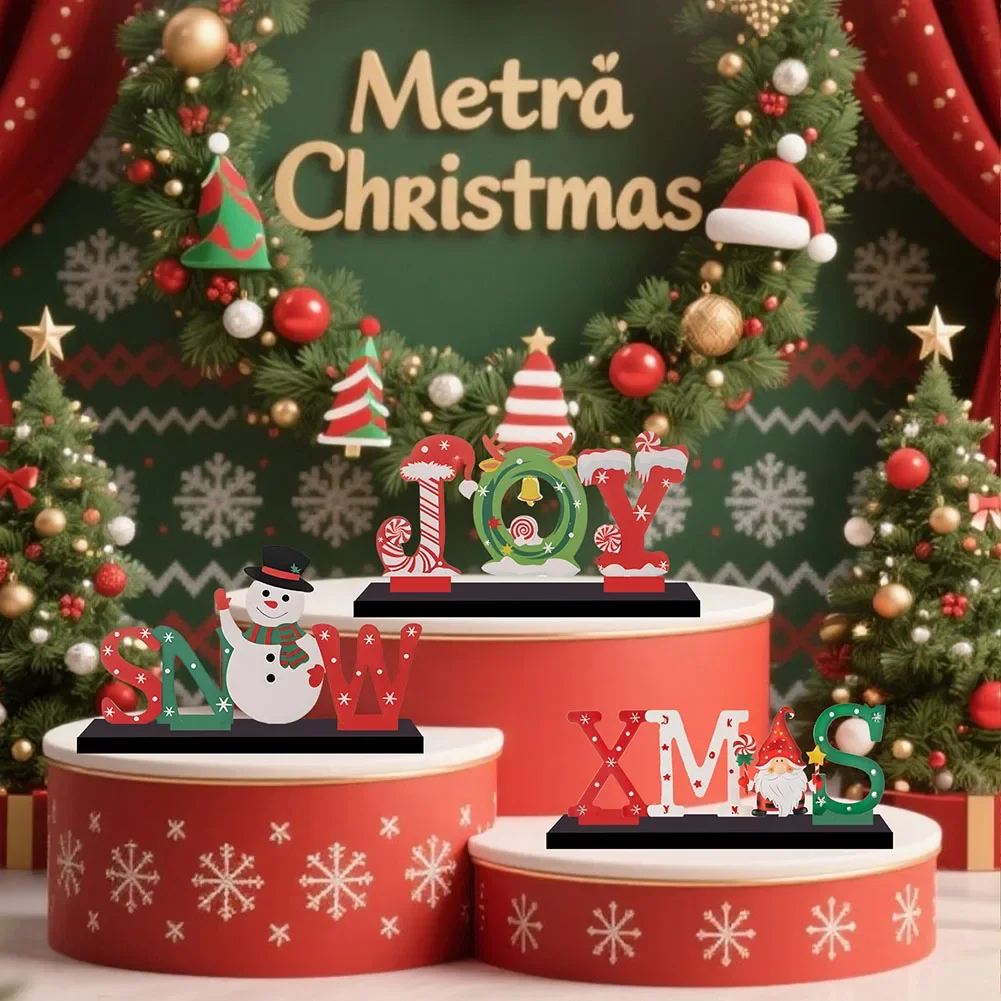 

3 Sets Of Christmas Wood Displays Charming Wooden Christmas Figurines For Festive Table Decor Christmas Christmas Pendant