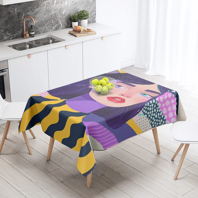 Morandi Grey Abstract Tablecloth Nordic Minimale Geometric Pattern Hall Restaurant Dual-use Student Dormitory Coffee Table Mat