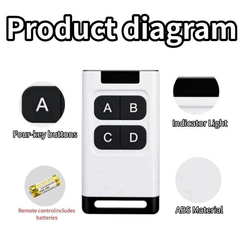 Universal Remote Control 433MHz RF Wireless Switch DC 6V 12V 24V 4Ch Relay Receiver and Transmitter for Lamp Garage Door Motor
