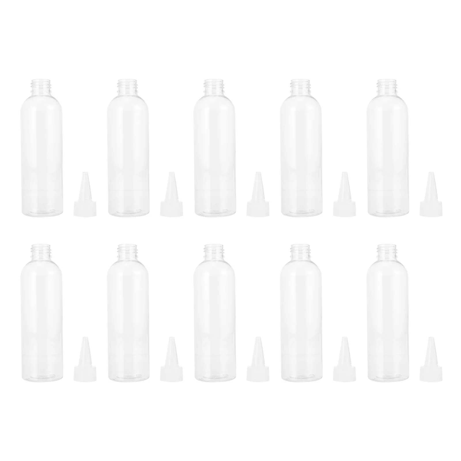 10pcs Plastic Bottles 200Ml Pointed Tip Squeeze Bottle For Hair Dye Lotion Cosmetics Applicator Refillable Portable Dispenser