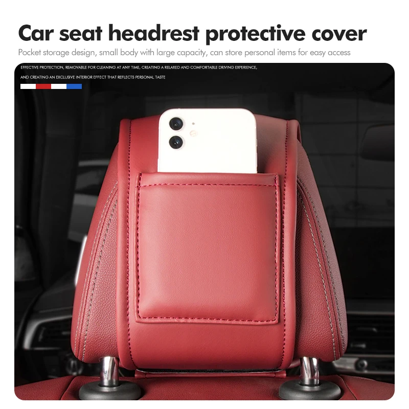 Car Headrest Neck Pillow Cover Phone Storage Protector Bag For Toyota GR Sport Gazoo Racing Yaris 86 Corolla Hilux Supra view 3