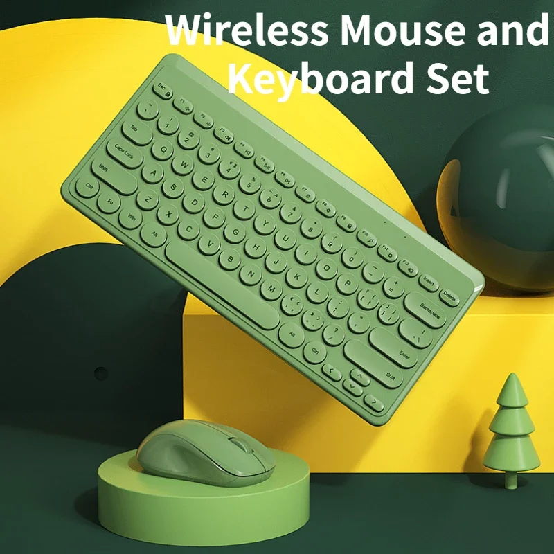 BOW Wireless Keyboard and Mouse Set External USB Keyboard and Mouse Portable for Home and Office Retro punk keyboard 79 keys