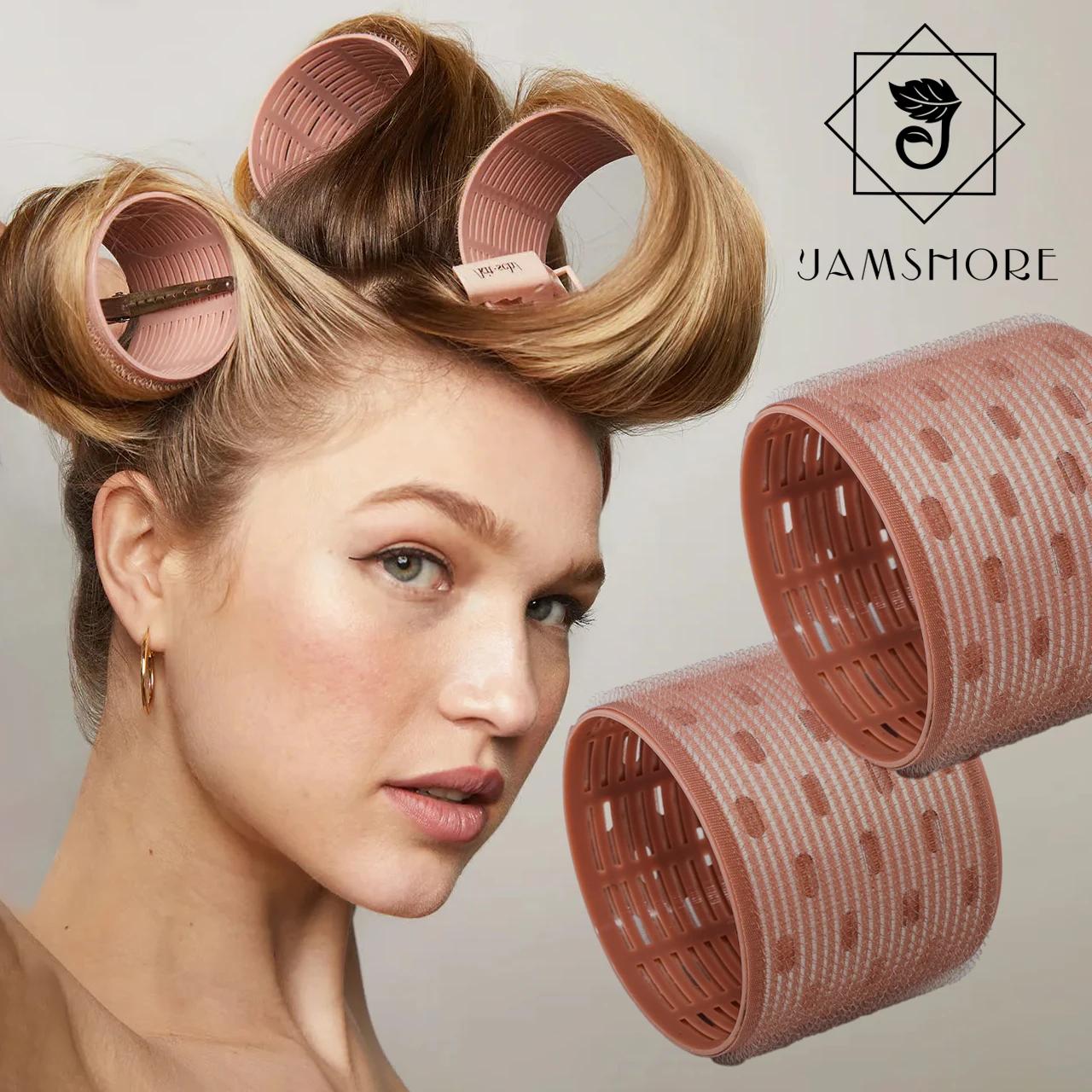 6pcs/set Jumbo Aluminum Core Rollers Hook & Loop Ceramic Thermal Bi Curlers Air Bang Sleep Magic Curls for Women Salon Supply