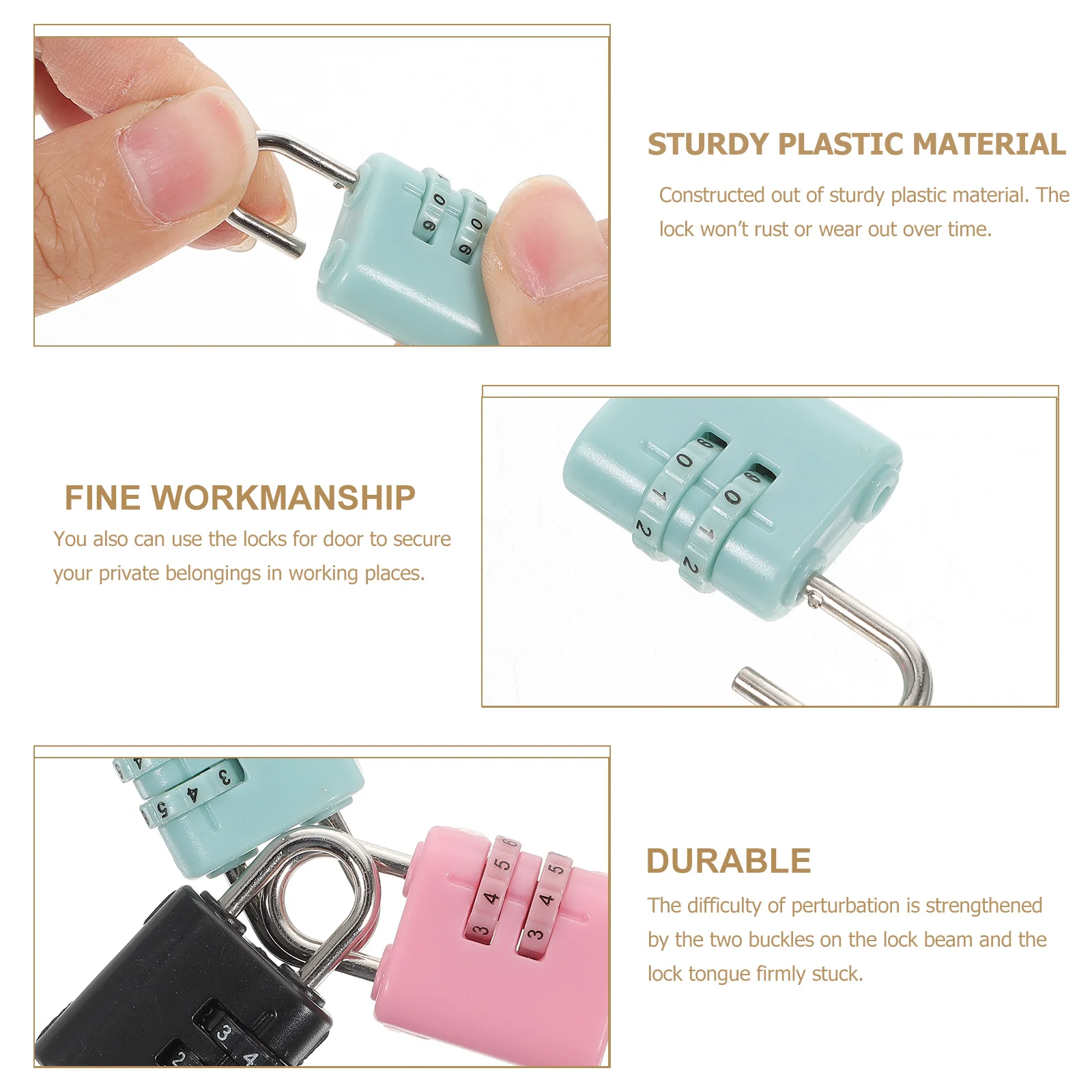 

6Pcs Cute Combination Pad Locks Lightweight Small Locker Locks Children Household Padlocks Multi Function Daily Use Wear