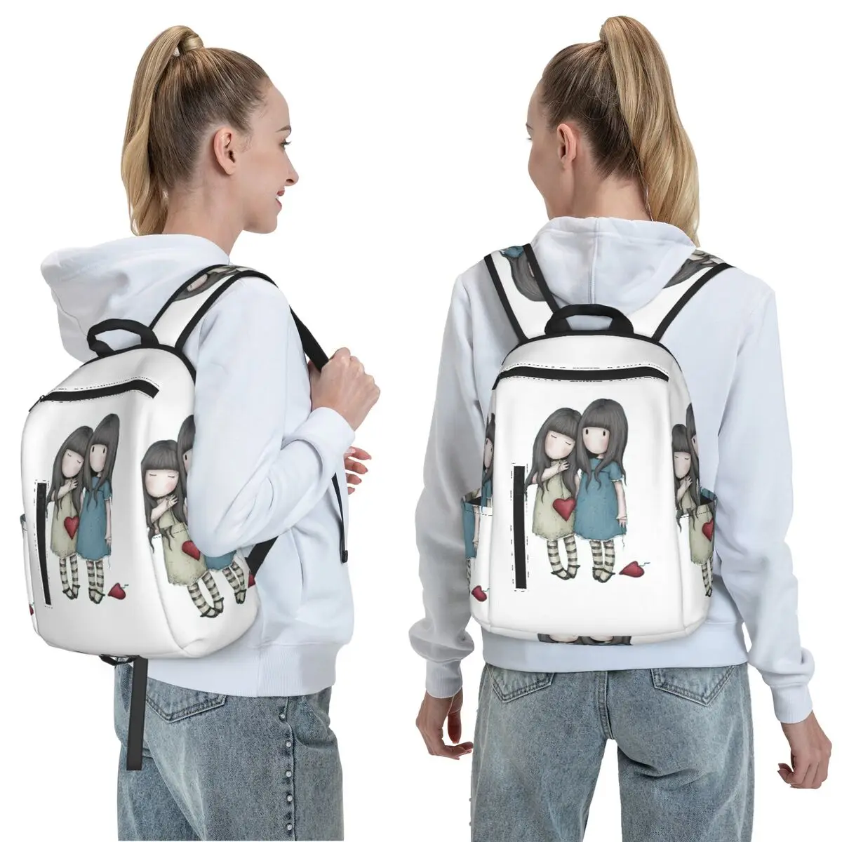 Gorjuss Santoro Friends Backpack Daypack Large Capacity Kids BookBag School Bag Shoulder Bags for Men Women