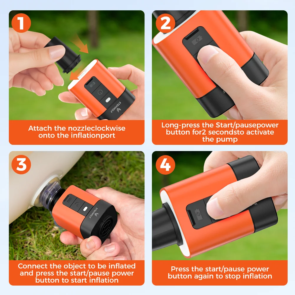ETENWOLF AIR 3SE Elektrische Luftpumpe 1300mAh Campinglampe Outdoor-Pumpe für Luftmatratzen, Pool-Luftmatratzen, Schlafunterlagen – Detail 13
