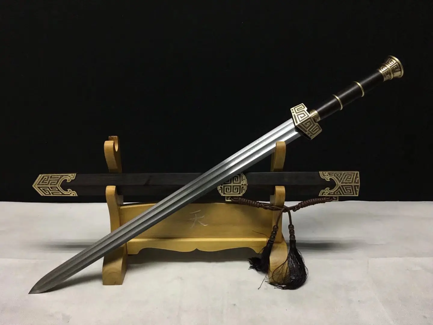 93cm Medieval True Damascus Steel China Qin King Sword Collection Defensive battle ready weapon Sharp Samurai sword katana