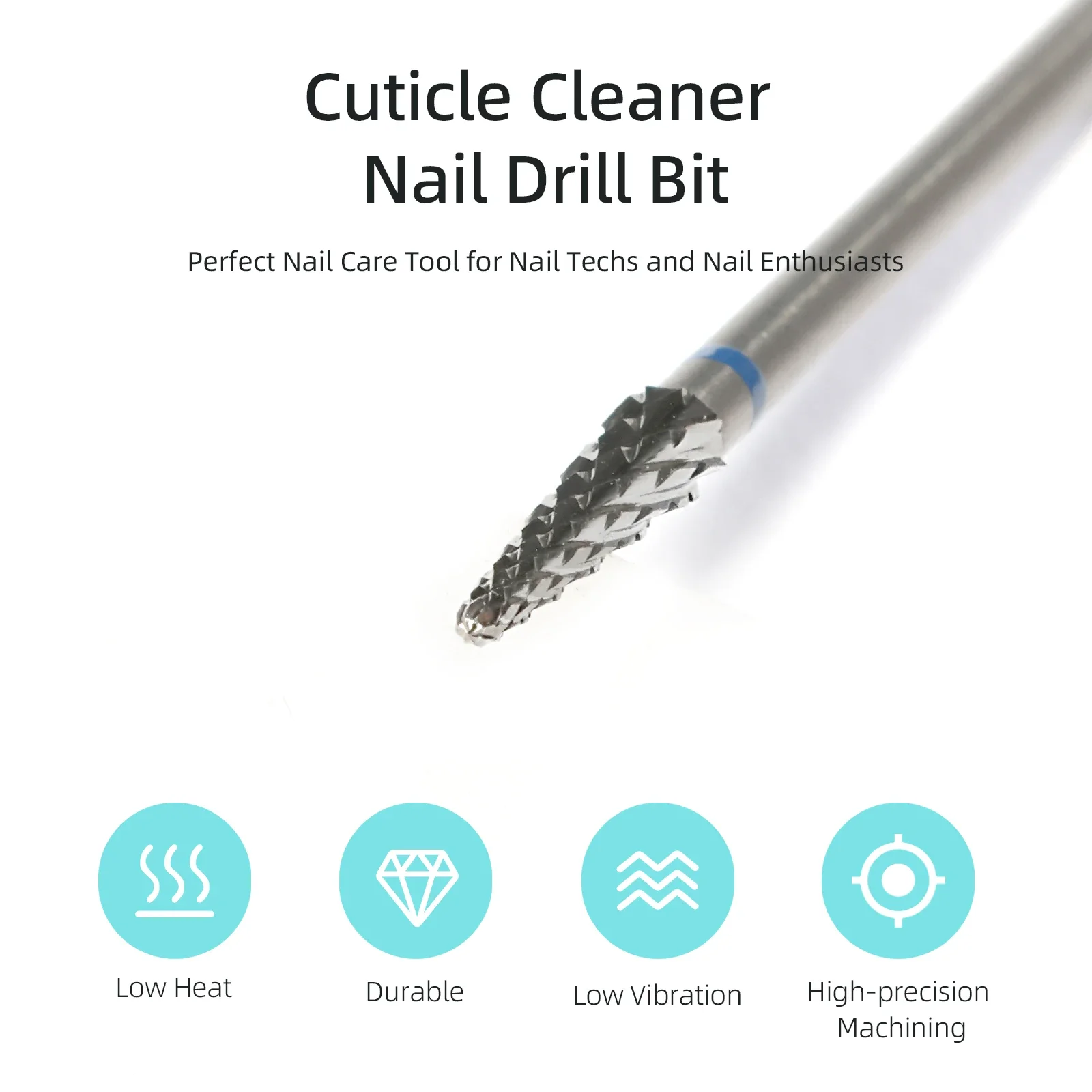 HYTOOS Cone Cuticle Nail Drill Bits, Safety Conical Carbide Nail Bit, Electric Gel Polish Removal Manicure Drills Accessories