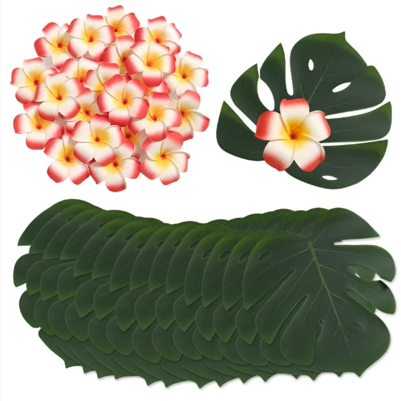 10 Stück Weihnachts-Seidenblumen Künstliche Monstera-Palmblätter Plumeria-Blüten für Hawaiianische Tropische Party-Dekoration Heim Raumdekoration Hochzeitsdekoration – Detail 10