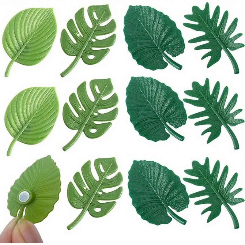 4Pcs Fridge Magnets ABS Mini Refrigerator Stickers Waterproof Fixing Refrigerator Magnets Tropical Leaves Fridge Stickers