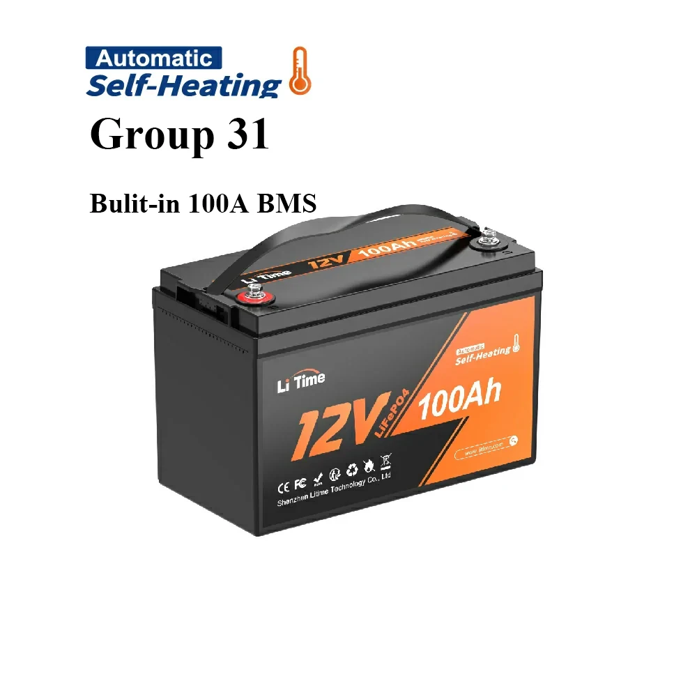

12 В, 24 В, 100 Ач, самонагревающаяся батарея LiFePO4 для автодома, зимнее использование, автономное отопление, полярные экспедиции, подледовые транспортные средства, ЕС, США, склад