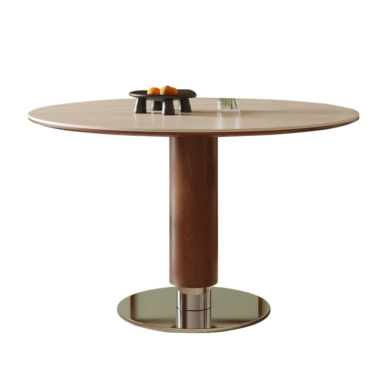 

small apartment dining table solid wood negotiation round table beige travertine rock slab dining table and chairs