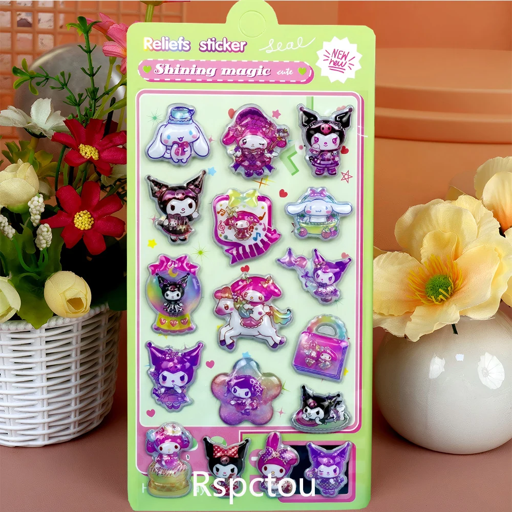 4 قطعة Kawaii الكرتون سانريو ثلاثية الأبعاد فقاعة ملصقات لطيف Kuromi بلدي ميلودي الإغاثة منتفخ ملصق سجل القصاصات الغيتار الهاتف الشارات لعبة هدية