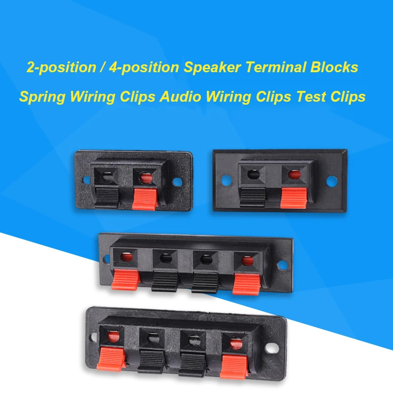 

2Pcs New 2/4 Position Speaker Audio Wiring Sockets Spring Wiring Clips Speaker Wiring Clips Test Clips