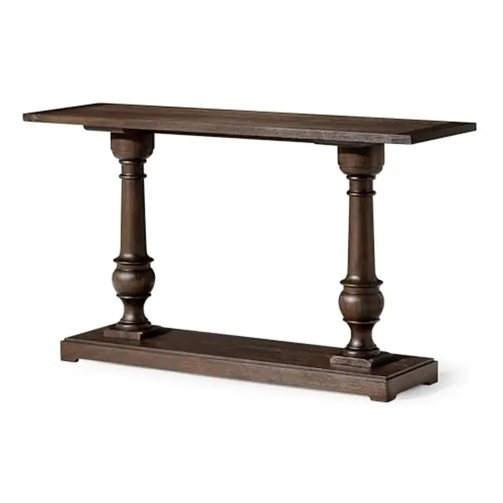 Traditional Rectangular Wood Accent Console Table Small Spaces and Hallway Entryway in Antiqued Brown Finish Handcrafted Solid