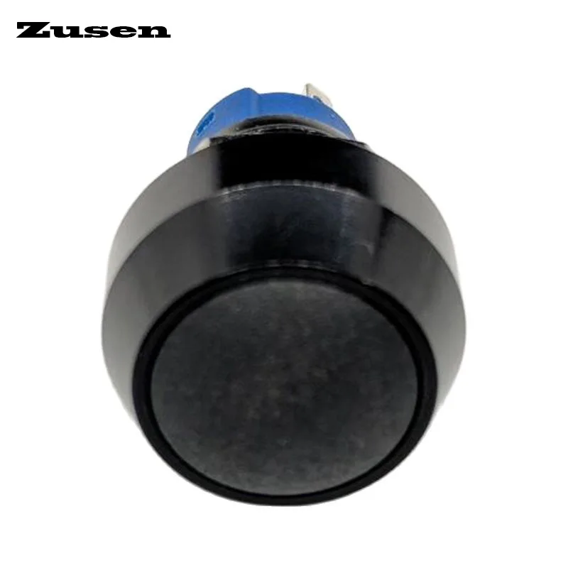 Zusen 12mm On/Off All Black Alumina Oxidation 1NO Latching Micro Switch Push Button Switch IP65(ZS12B-10Z/J/A)