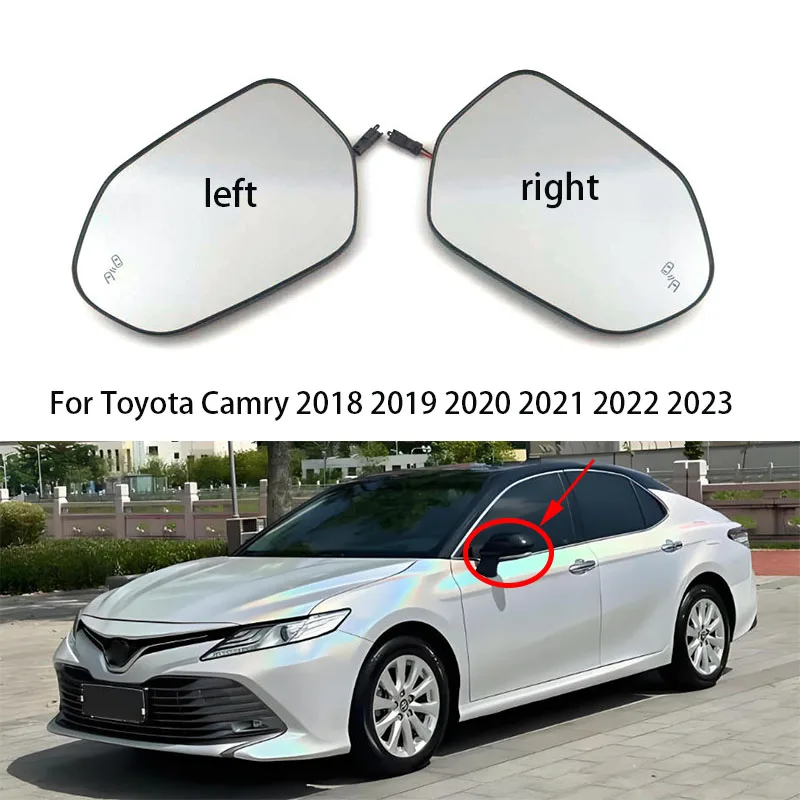 Car Left/Right Side Heated Blind Spot Mirror Glass For Toyota Camry/Toyota Avalon 2018 2019 2020 2021 2022 2023 2024 2025 2026