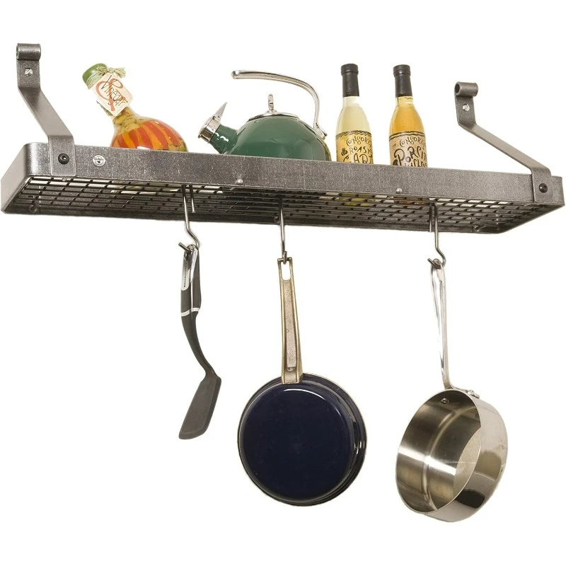 

Bookshelf Wall Pot Rack, Hammered Steel