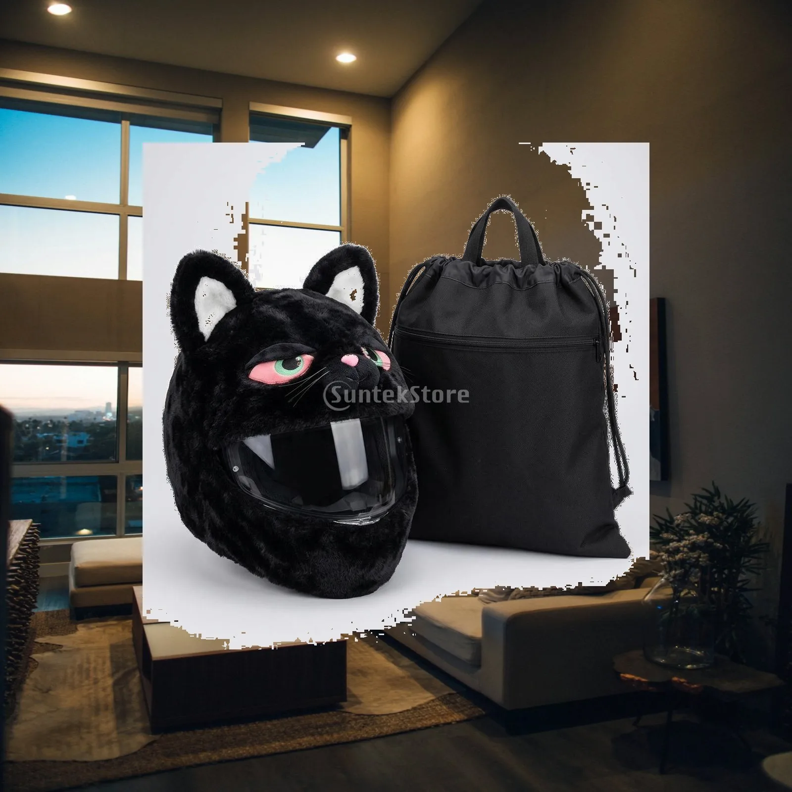 Funny Motorcycle Helmet Cover Soft Plush Universal Fit for Full Face Helmets Easy to Install Biker Gifts Gear Carrier