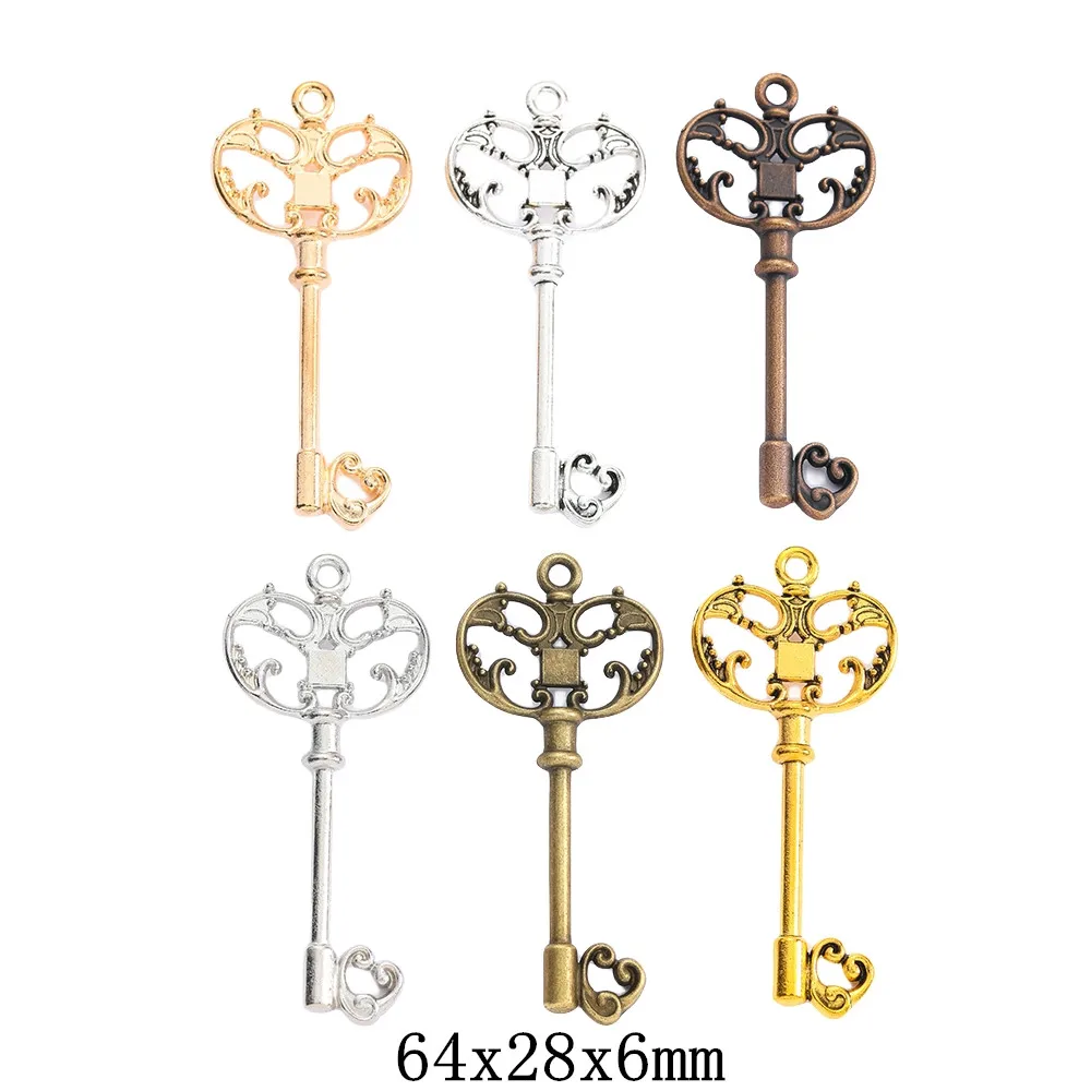 

8pieces (key) vintage zinc alloy charm metal pendant DIY jewelry discovery making accessories 1950