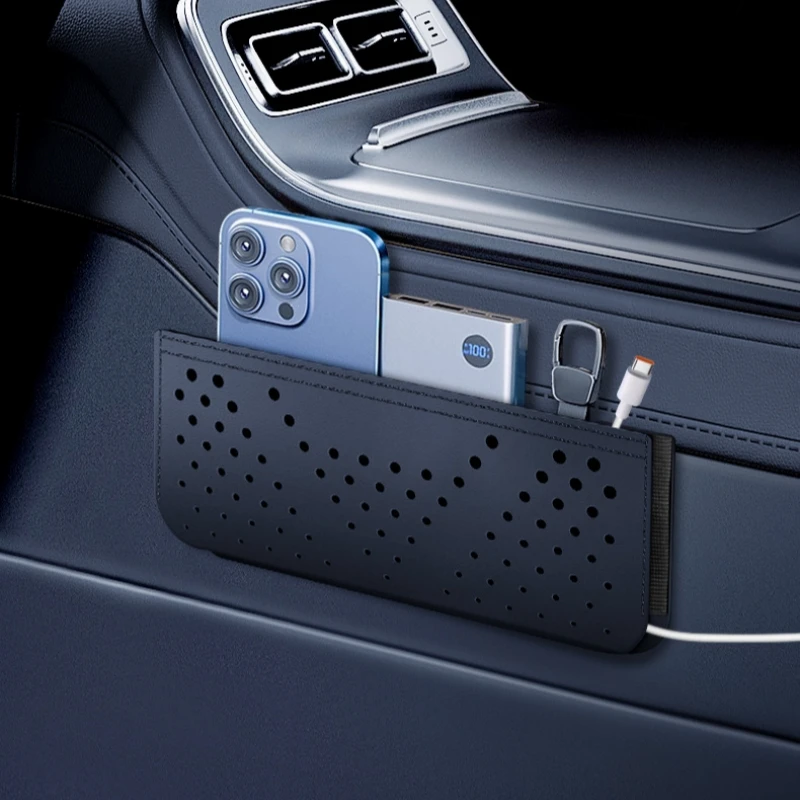 Organizador de painel de carro de couro falso, bolsa de armazenamento multifuncional, telefone, cartão, chave, suporte de óculos, acessórios interiores automotivos
