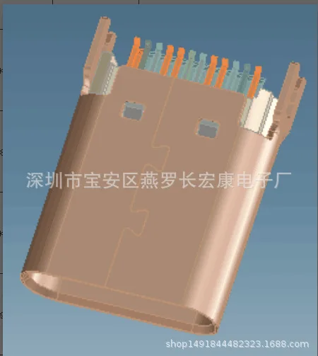 For USB 2.0 TYPE-C 24PIN Male, Stretch/Seamless Male with 3.0 PCB Board, Connector