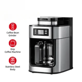 لآلة القهوة الأوتوماتيكية المصنوعة من الفولاذ المقاوم للصدأ سعة 10 أكواب ماكينة صنع القهوة بالتنقيط ماكينة القهوة مع مطحنة مدمجة