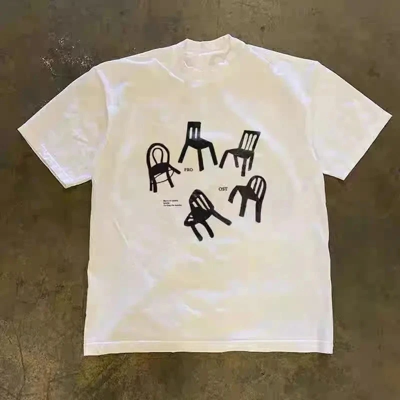 

Men Clothing T-shirt Opaque 2025 Spring and Summer New Retro American Short-sleeved Pure Cotton Printing Tide Oversized T Shirt