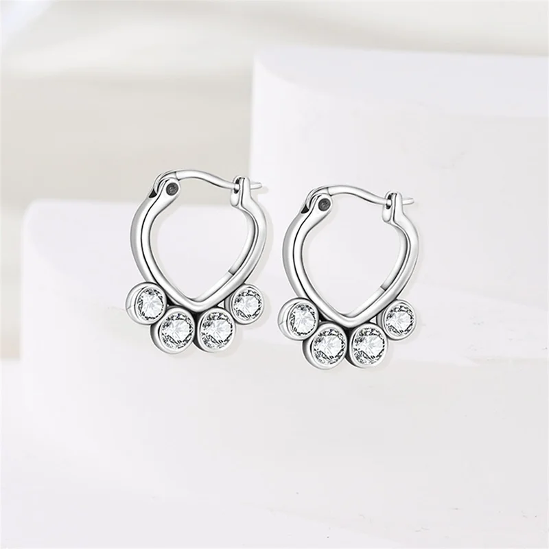 925 Sterling Silver Claw Hoop Earrings Sparkling CZ Zircon Earrings For Women Fine Birthday Anniversary Jewelry Gifts