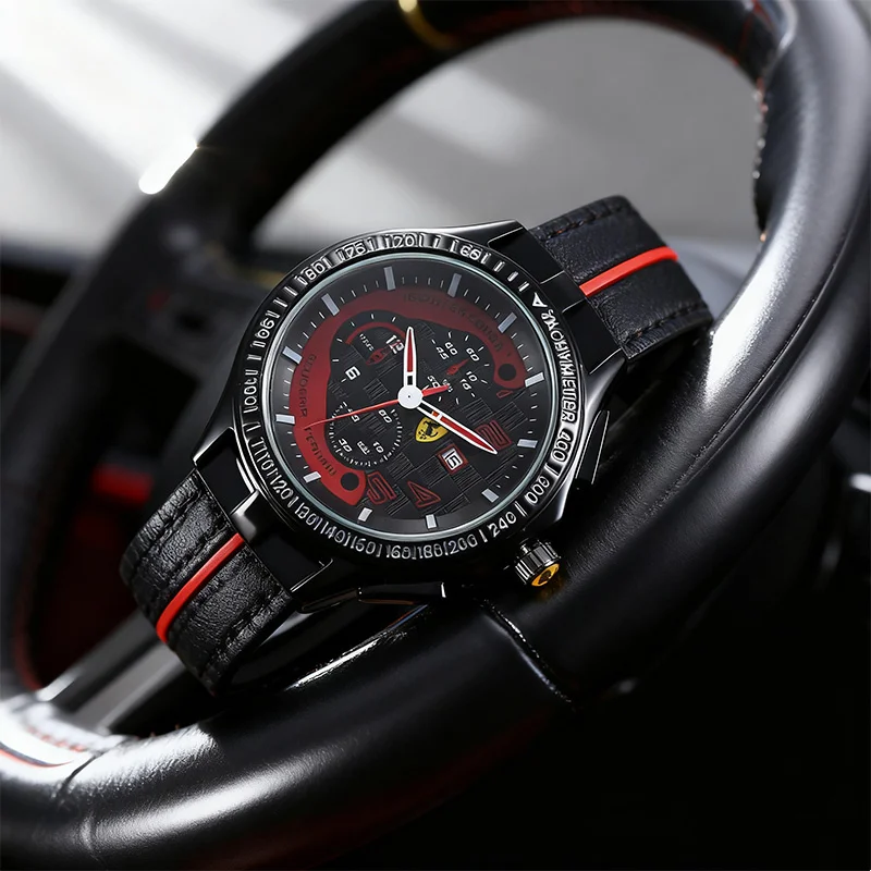 لفيراري 458 488 599 612 FF F12 المألوف والعصرية الطلب الكبير سيليكون الرياضة ساعة كوارتز رجالية اكسسوارات الديكور