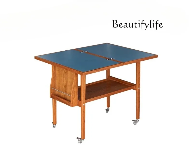 

Modern simple living room home cart movable folding coffee table sofa edge small apartment solid wood