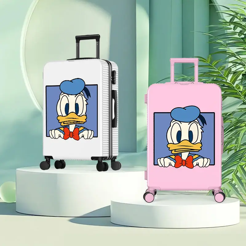 Disney Donald Duck Luggage Travel Bag on Wheels 20 Inch Carry on Cabin Suitcases Set Student Zipper Rolling Luggage Case