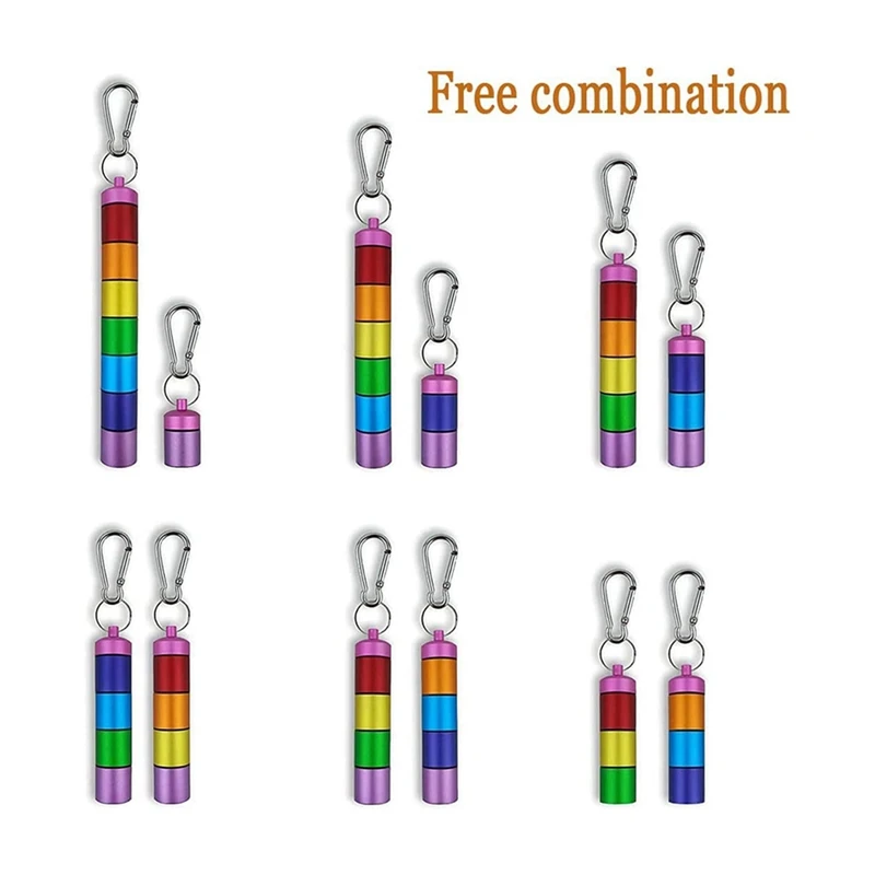 Pill Box Keychain Pill Holder Waterproof 7 Day Travel Weekly Pill Container Case Metal Compact Pill Box For Outdoor Use