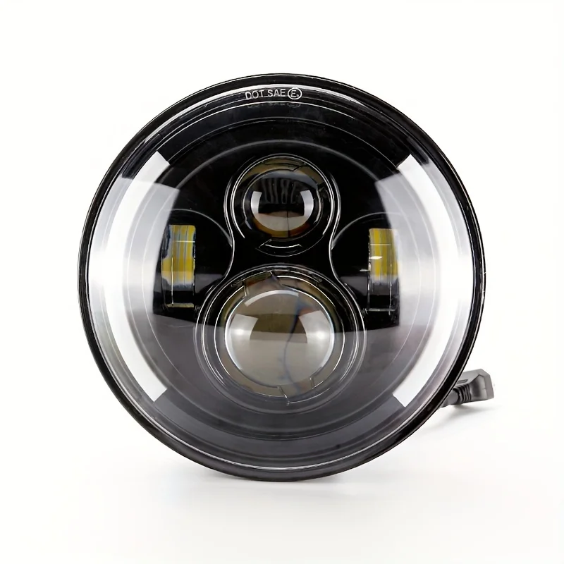 

Semicircle 4 Beads With Lens Off-road Vehicle Car Headlight Modified Motorcycle Spotlight 7 Inch Three-generation Angel Eye With