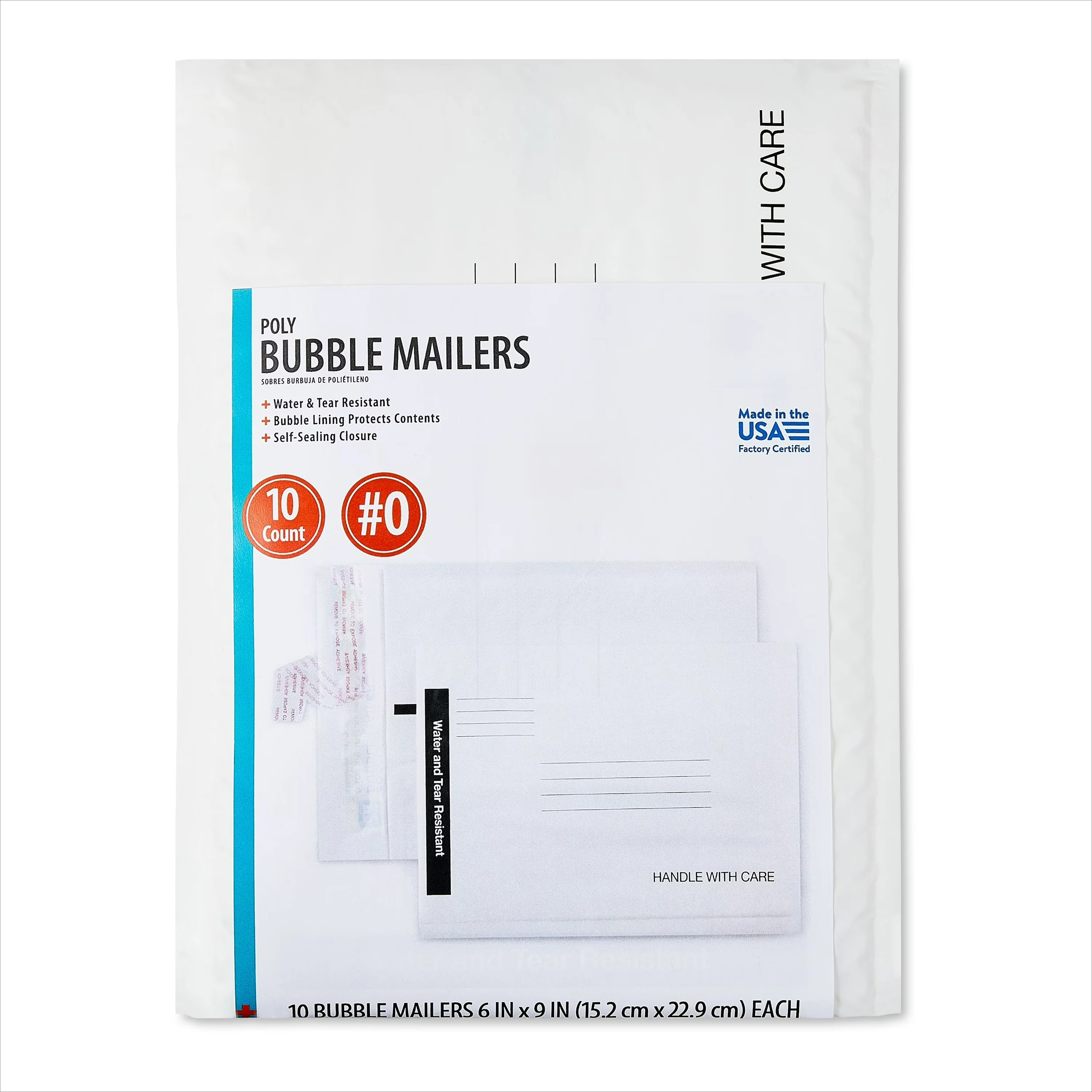 White Self-Sealing #0 Poly Bubble Mailers, Padded Envelopes, 6