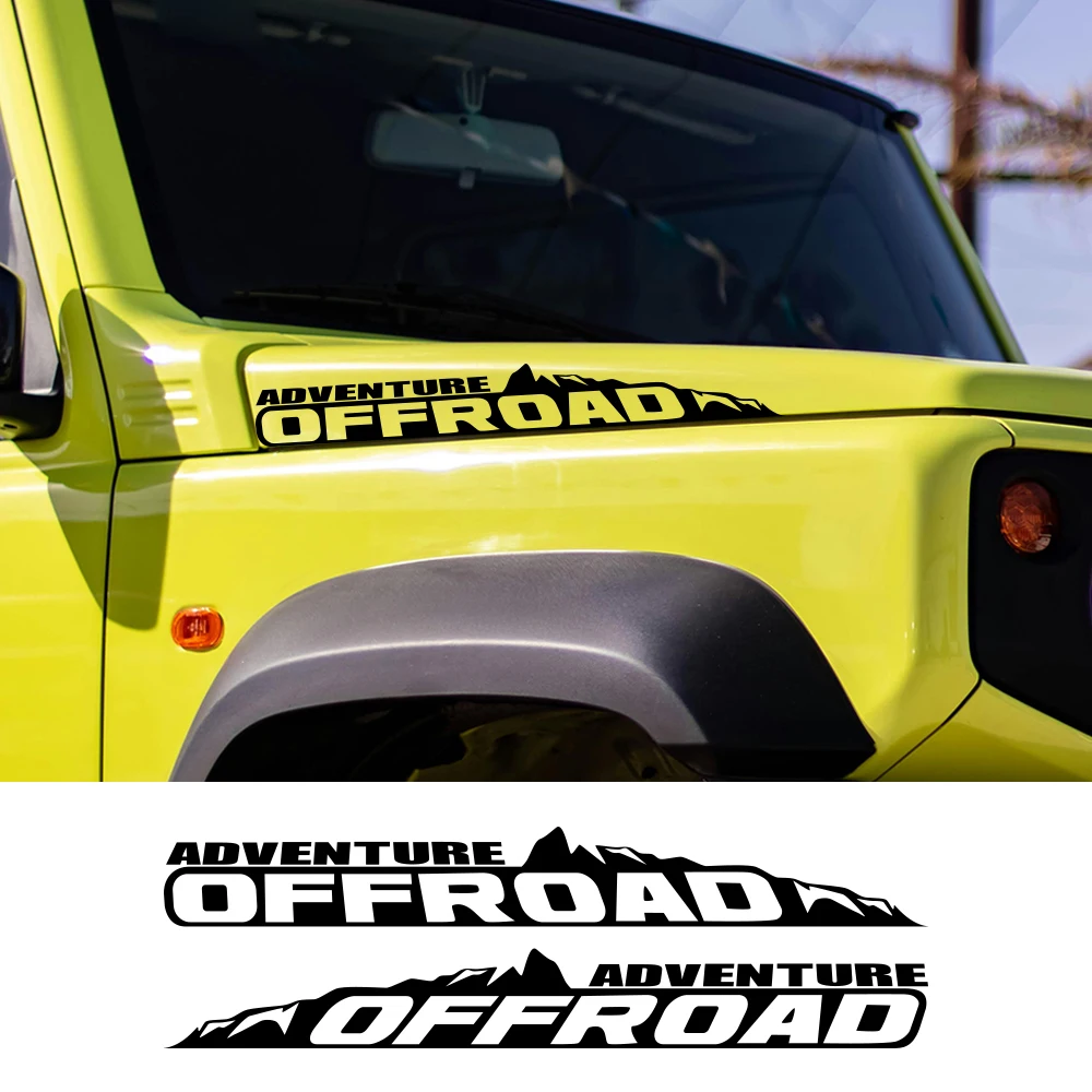 2PCS Adventure Off Road Car Stickers Off Road Vehicle Hood Vinyl Decal Auto Decor Accessories For Jeep Renegade Wrangler Compass