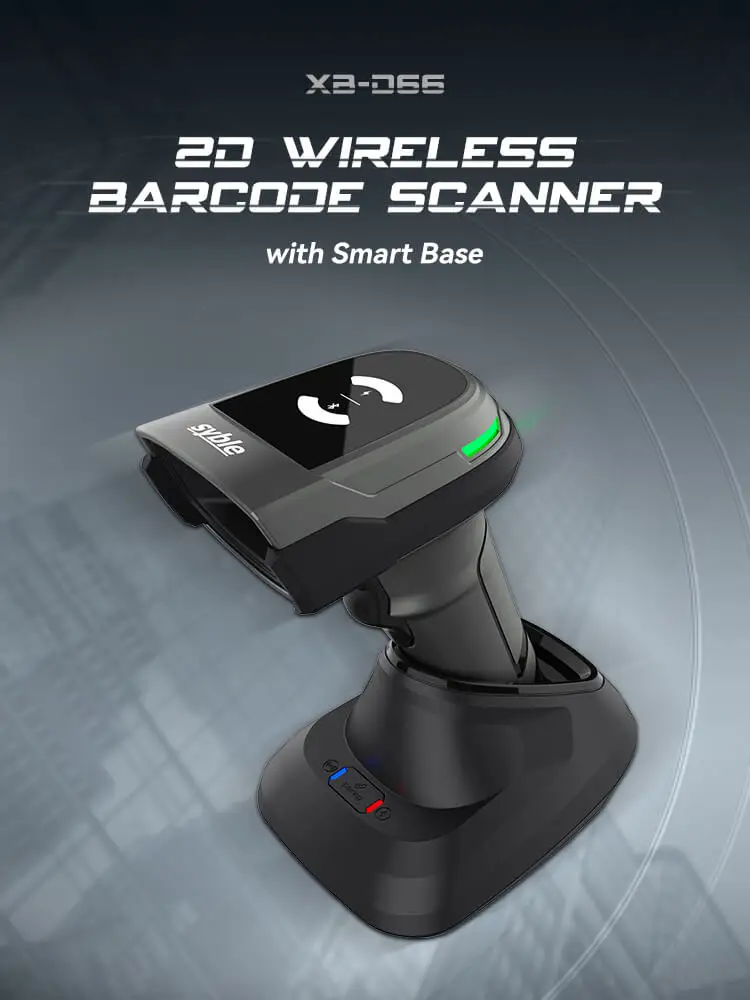 Syble New Item XB-D66T Quickly Match 2.4G Wireless BT QR Code Scanner 2D Bar Code Reader CMOS Image with Smart Base