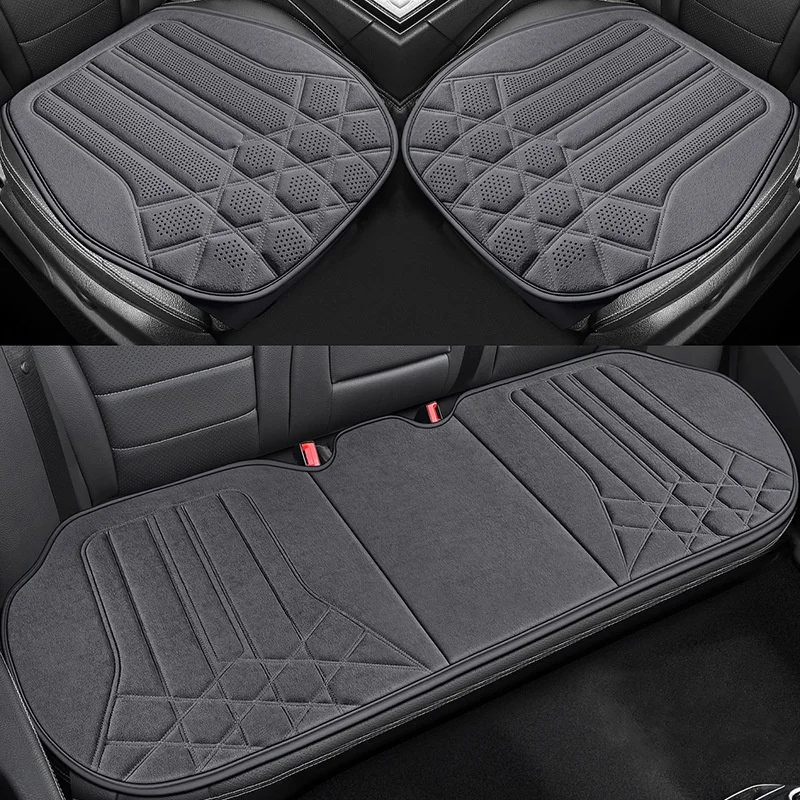 All Seasons Car Seat Cover Breathable Suede Front/Rear Seat Anti-slip Protective Cushions Luxury Car Interior Seat Accessories