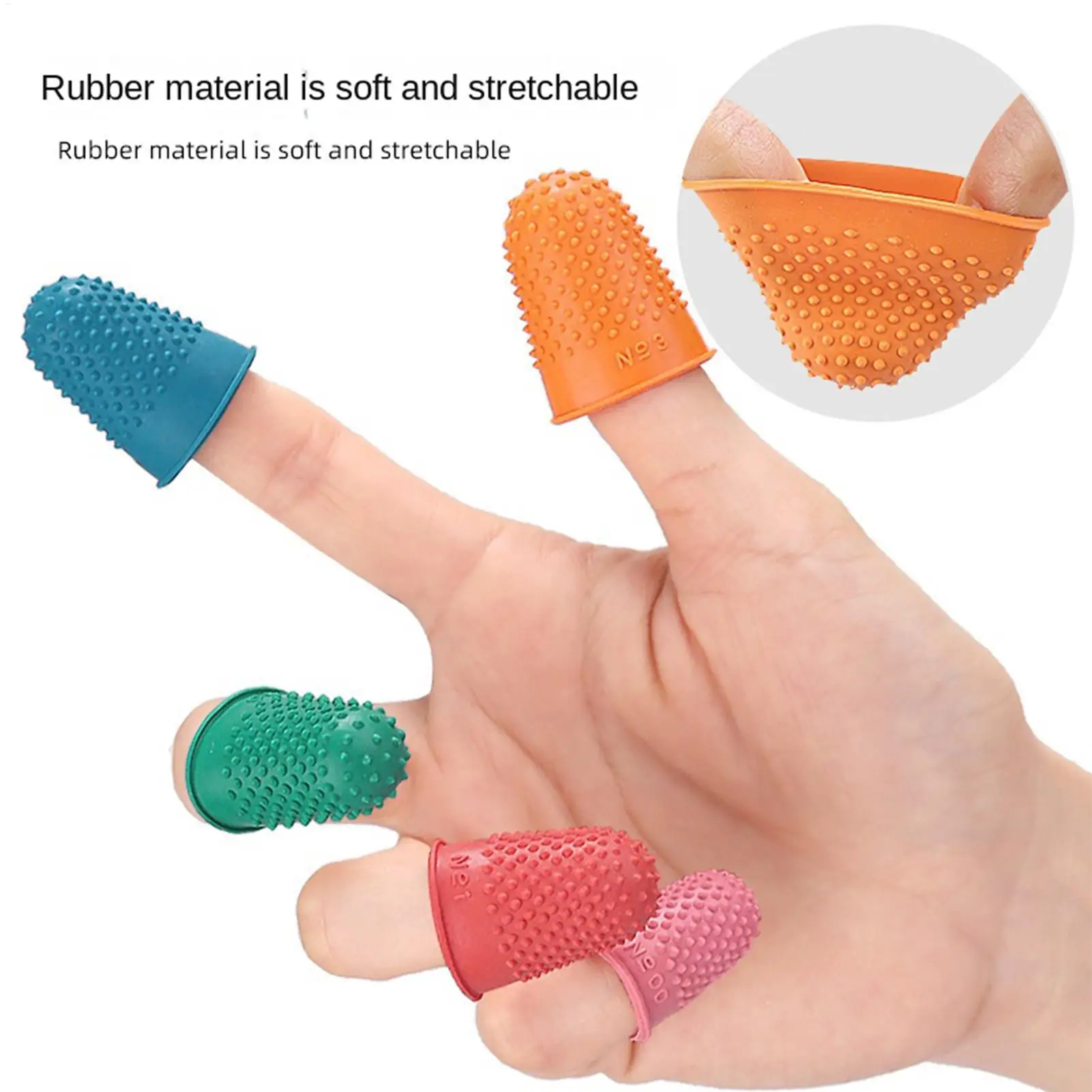 Finger Grips Rubber Reusable Protectors 5-Piece Finger Covers For Hand Sewing For Paperwork Crafts Embroidery Sewing Quilting