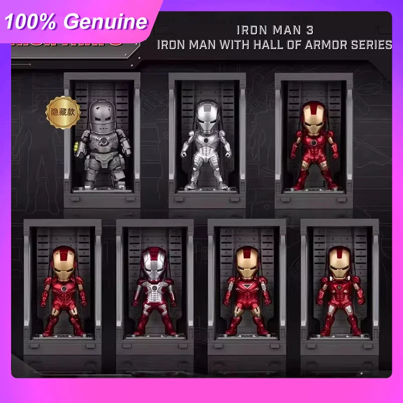 

Beast Kingdom Authentic Marvel Iron Man 3 Mark I Armor Hall Of Armor Light Up Blind Box Collectible Figure Anime Peripheral Gift