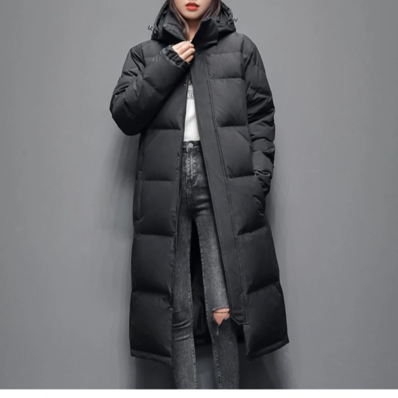 Chic Maxi Longline Hooded Zip Up Quilted Padded Cotton Coat Loose Fit Warm Soft Basic Cozy Casual Daily Fashion Autumn Outerwear